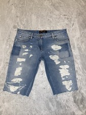 Roberto Cavalli Archive Y2K Distressed Denim Bermuda Shorts Jorts IT 42 picture