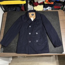 J.Crew Authentic Outerwear Pea Coat Mens Small Navy Wool Quilted Nautical picture