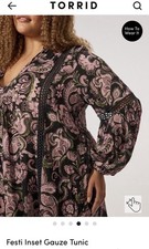 Torrid Festi Lace-Trim Peasant Top Pink Black Size 3X Long Sleeve Festi NWT picture