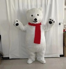 White Polar Bear Mascot Costume Cosplay Party Dress Clothing Halloween Adults picture