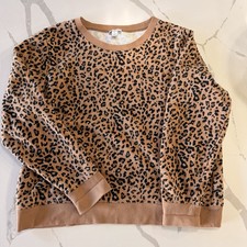 J.CREW Vintage 100% Cotton Leopard Print Crew neck Sweater Large picture