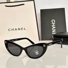 NWT CHANEL Womens Cat Eye Sunglasses Black with Case and Box ch9194 picture