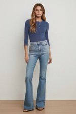 Veronica Beard High Rise Waist Beverly Skinny Flare Jean 25x30 Patch Pocket Rare picture