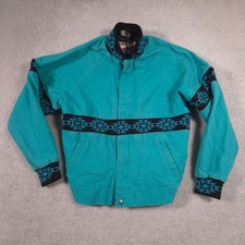 Vintage Walls Mountain Jacket Mens Small Green Aztec Western Bomber Made USA picture