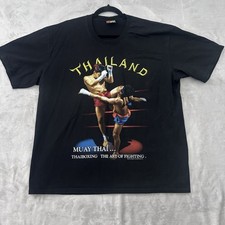 Vintage Muay Thai Shirt Mens XL Black Thailand Thaiboxing Graphic Joligolf MMA picture