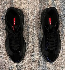 PRADA Men's Black Low Top Lace Up Athletic Sneakers Shoes (Custom) picture