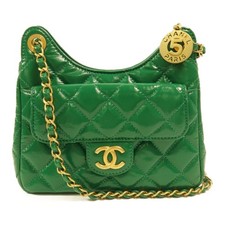 CHANEL CC GHW Wavy CC Hobo Small Chain Shoulder AS4324 Calfskin Leather Green picture