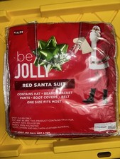 Walgreens Be Jolly Santa Suit Costume Set One Size Red Hat Beard Belt picture
