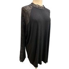 Size 4X Torrid Super Soft Knit Womens Black Lace Sleeve Shirt Pullover picture