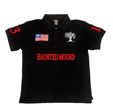 Casual Retro America Haunted Mound Patchwork Pattern Long Sleeve Polo Shirt Y2k  picture