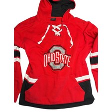 Colosseum Ohio State Buckeyes Mens L Lace Up Hoodie Red Black Sweatshirt picture
