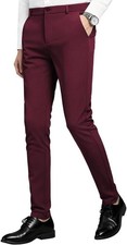 Mens Skinny Dress Pants Slim Fit Suit Trousers Stretch Wrinkle Free Slacks picture