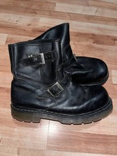Vtg 1993 Dr. Martens Industrial Steel Toe Biker Engineer Boots Black Leather 90s picture