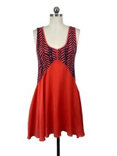 Free People Walk in the Park Zebra Print Dress Small Orange Boho Quirky Indie picture