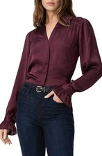 PAIGE Yessica Black Cherry Blouse Size Medium (M) NWT $249 picture