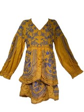 Anthropologie Meadow Rue Lisette Floral Embroidered Long Sleeve Mini Dress S picture