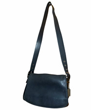 Vintage Coach Navy Blue Leather Legacy Convertible Flap Messenger Bag 9332 y2k picture