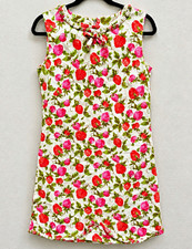 McMullen 60s Floral Sleeveless Short Dress Round Neck Bow Zip Back Size M picture