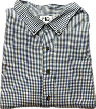 Harbor Bay Mens Shirt 5XL Plaid Blue White Gingham Check Big Tall Short Sleeve  picture