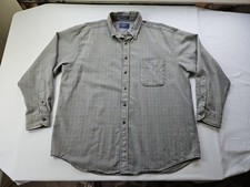 Vtg SIR PENDLETON Long Sleeve Plaid Shirt Gray Blue 100% Virgin Wool SZ XL 26x31 picture