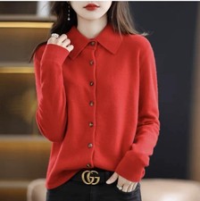 Cowl Neck 100% Cashmere Cardigan - Women's Soft Long Sleeve Warm Sweater Hot picture
