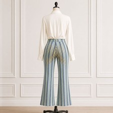 Sky Vintage Boho Patchwork Butterfly Flare Jeans 28x33 USA Made Rare picture