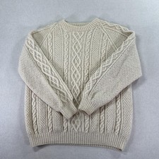 Fisherman Sweater Men's M Wool Cable Knit Crewneck Heavyweight Aran *FLAWS picture