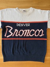 Vintage 90s Pro Elite Denver Broncos NFL Knit Sweater Mens XL Navy White Orange  picture