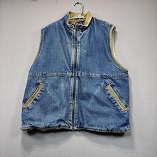 Vintage Wrangler HERO Sherpa Lined Denim Vest Corduroy Trim Workwear XL picture