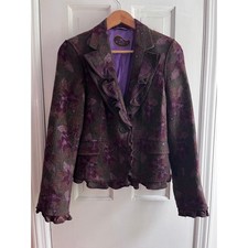 Etro Milano Wool Blend Floral Jacquard Ruffle Blazer Jacket IT 42 US 6 picture