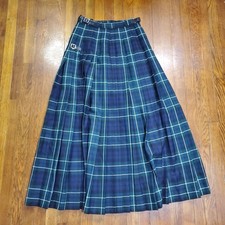 Lochcarron Tartan Kilt Mens 30x42 Blue Plaid Wool Pleated Adjustable Buckle picture