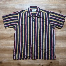 Vintage 60s 70s Sanforized Shirt Mens Medium Multi Color Vertical Stripe Cowboy picture