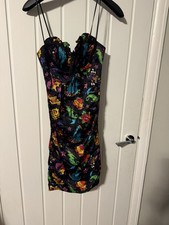 Betsey Johnson Tattoo Silk Mini Dress Y2K Mark Mahoney Collab US 0/ UK 4/6 picture