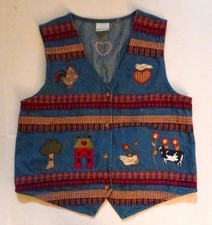 Vintage Bobbie Brooks Denim Vest with Farm Patchwork picture