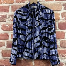 Chicos Zenergy Neema Desi Stripe Bay Jacket Womens M Blue Purple Lightweight picture