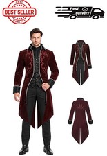 Men's Elegant Velvet Steampunk Tailcoat with Exquisite Embroidery - Large Size picture