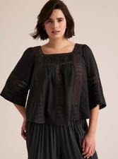 Torrid Plus Size 1X Festi Tie-Back Boho Top Phantom Black NWT picture