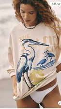 ANTHROPOLOGIE Celandine Crew-Neck Oversized Sweatshirt Sz S/M picture
