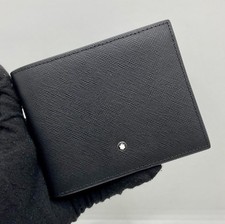  Montblanc 6CC Black Leather Bifold Wallet Men's Card Holder NIB Luxury Gift picture