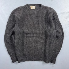 1960s Wool Orlon Crewneck Sweater Gray Rib Knit Long Sleeve Medium VTG 60s picture
