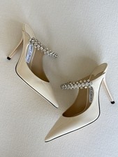 Jimmy Choo Bing 100 Crystal Patent Leather Mules In Color Linen picture