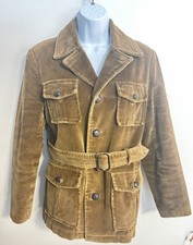 Vintage Sears The Put-On Shop Tan Corduroy Belted Jacket Women picture
