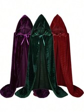 Halloween Hooded Cape Velvet Cloak Costume Unisex Witch Vampire Cosplay picture