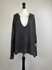 Free People Black Blouse Top Oversized Large Relaxed Brand New With Tags RPR 68 picture
