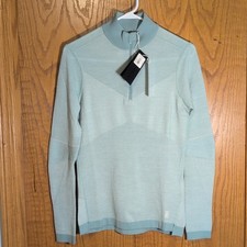 Smartwool Intraknit Women’s S Green Merino Blend 1/4 Zip Mock Neck Pullover picture