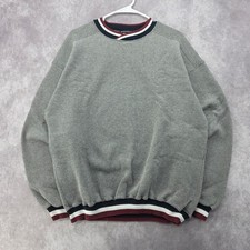 Vintage Russell Athletic Sweatshirt XL Grey Knit Striped Trim Made in USA 90s picture