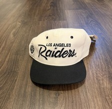 Vintage Los Angeles Raiders Double Line Script SnapBack Hat NWT FLAW picture
