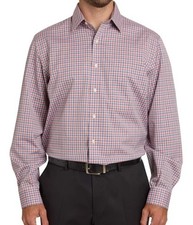 NWT Kirkland Signature Men's 15.5 Dress Shirt Traditional Fit Non-Iron Red/Blue picture