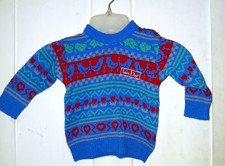 Vintage 80s 90s Baby Dior Geometric Intarsia Knit Sweater - Size 1 picture