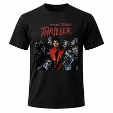 Michael Jacksonn Men's Black Thriller Graphic T Shirt picture